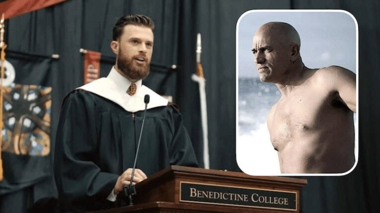 Harrison Butker ruffling feathers while Kelly Slater (insert) forms opinion.